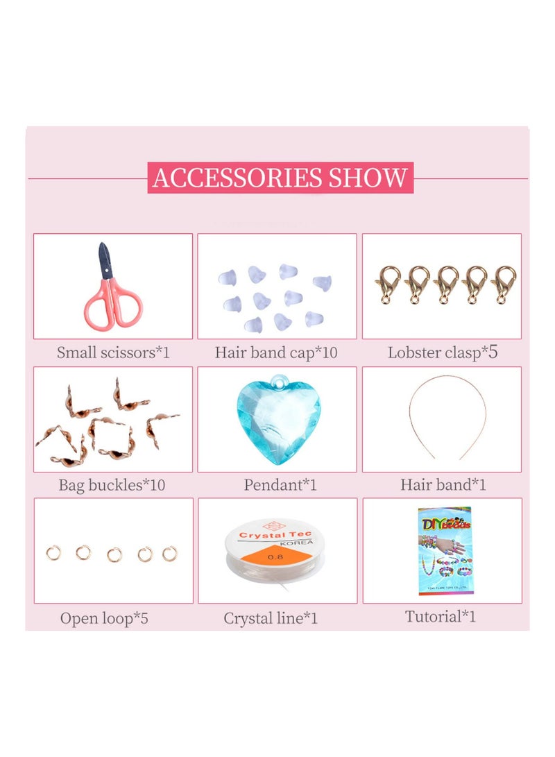 SYOSI Beads for Girls Toys Kids Bracelets Making Kit Bead Art and Craft Kits DIY Bracelets Necklace Hairband and Rings Toy Making Kit for Age 4 5 6 7 8 9 10 11 12 Year Old Girl Gifts (Crystal) - Image 4
