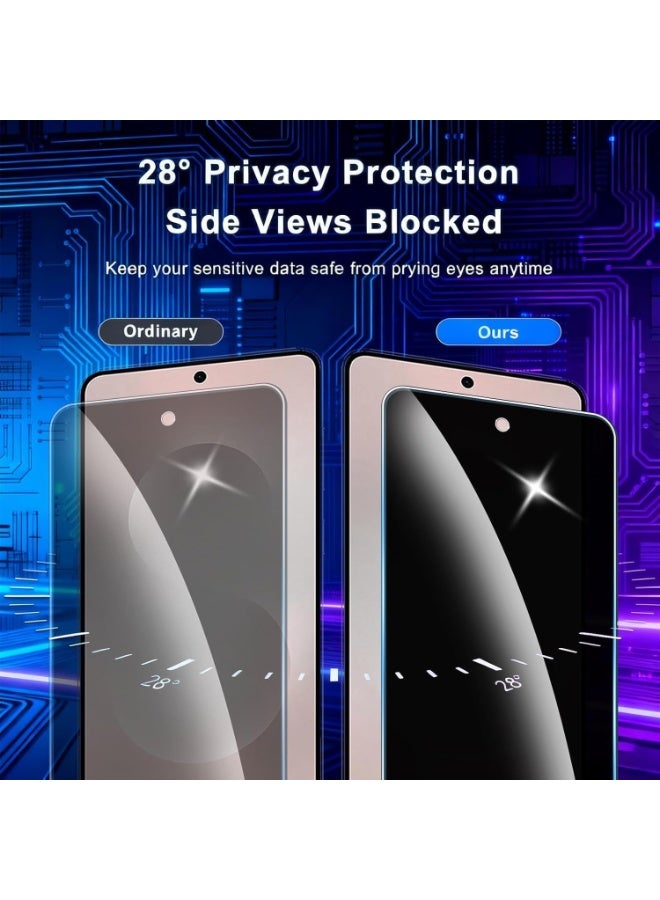 Muzz [2 Pack] Privacy Screen Protector for Samsung Galaxy S25 Edge, Anti-Spy 9H Tempered Glass, Full Coverage, Scratch Resistant,28 ° Full Screen Anti-peeping (Samsung Galaxy S25 Edge) - Image 3