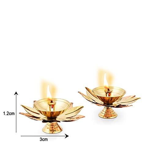 archies Diwali Gifts Diyas Diya Lotus Shape Brass Metal Diyas Tea Light Akhand Light Lamp for Gift Pooja Diya for House, Office, Mandir Set of 2 Kamal Patta Design-MT031 - Image 4