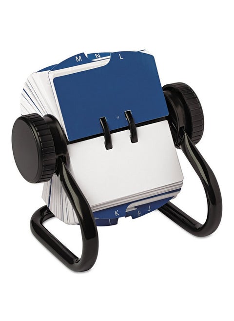 Mini 66700 Open Rotary Card File Holds 250 1 3/4 X 3 1/4 Card Size Black