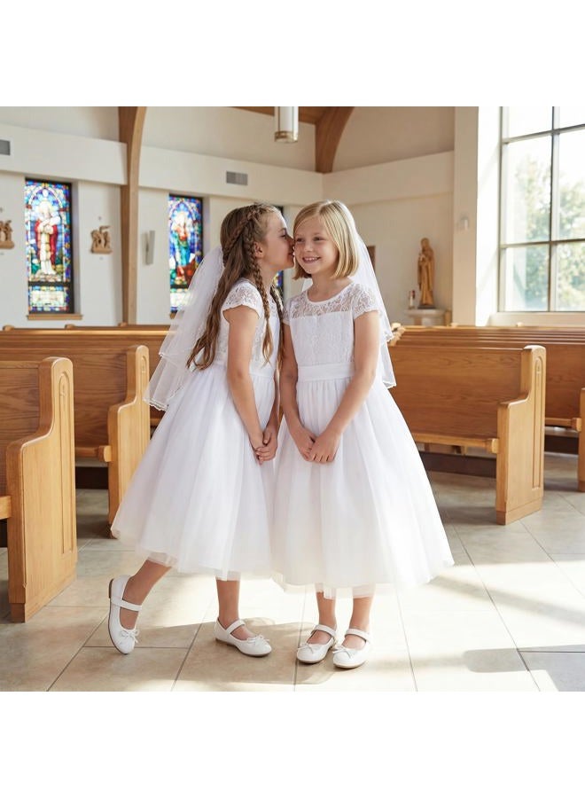 Stelle أحذية ستيل للبنات من نوع ماري جين للمدرسة مع زهور لحفلات الزفاف والزي الرسمي (للصغار/الأطفال الصغار/الأطفال الكبار)، 1-أبيض، 9 صغار - Image 2