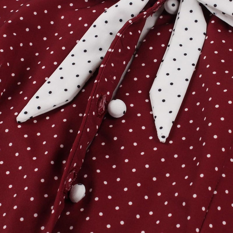 woobles Women's 1950s Audrey Hepburn Dress Sleeveless Round Neck Temperament Polka Dots Retro High Waist Tea Length Vintage Dress - Image 4