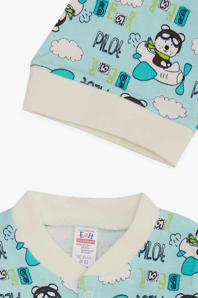 Breeze Baby Boy Jumpsuit Pilot Teddy Bear Patterned 0-3 Months-6 Months, Light Blue