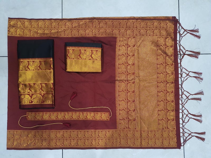 Fabcartz Latest South Indian Style Unstitched Half Saree for Women – Traditional & Elegant Design for Special Occasions (Black) - Image 4
