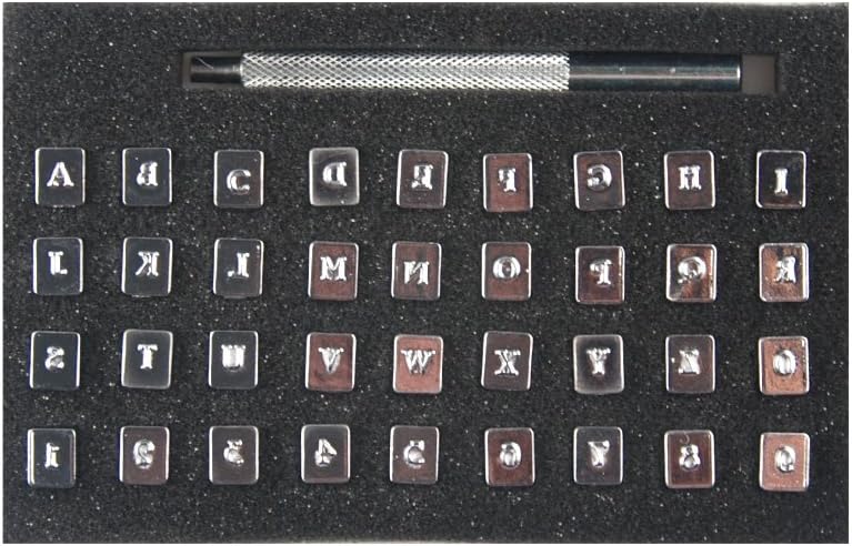 OWDEN Professional 37 Pieces Leather Stamping Tool Set (1/8 Inch, 3.2 mm Tall),Number and Alphabet Stamp Leather Tools. - Image 1