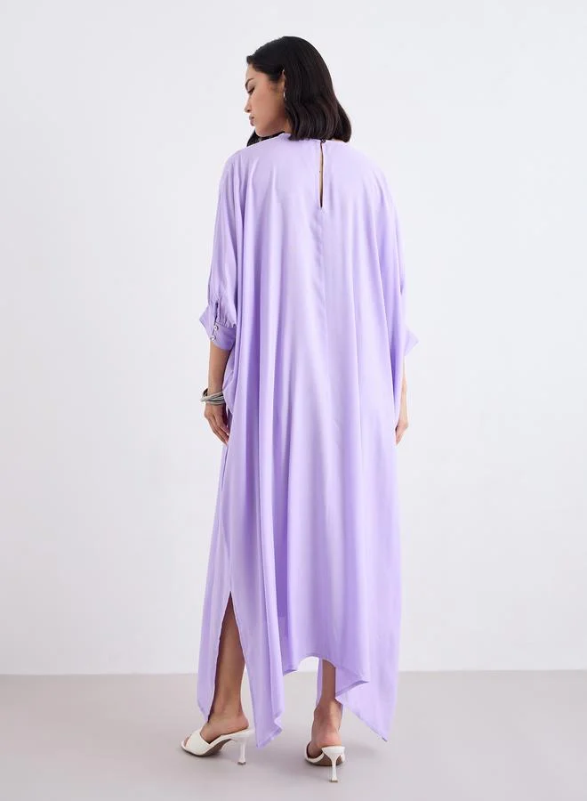 Styli Women Lilac Loose Fit Batwing Sleeves Shift Maxi Dress