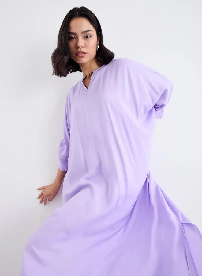 Styli Women Lilac Loose Fit Batwing Sleeves Shift Maxi Dress