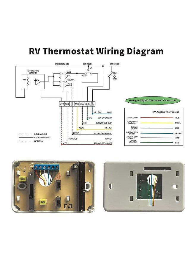 Generic - RV Thermostat, RV Analog Thermostat Heat/ Cool Replacement for Dometic RVs 3106995.032 - Image 1
