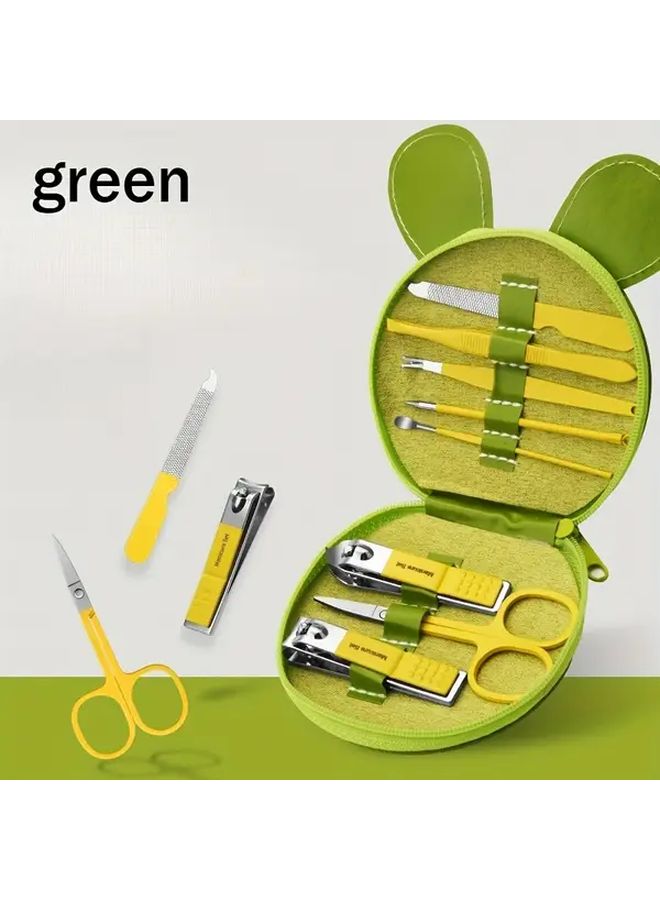 Frog Bag Green 8 Piece Portable Nail Care Kit Manicure Set With Trimming Polishing Tools - Image 1