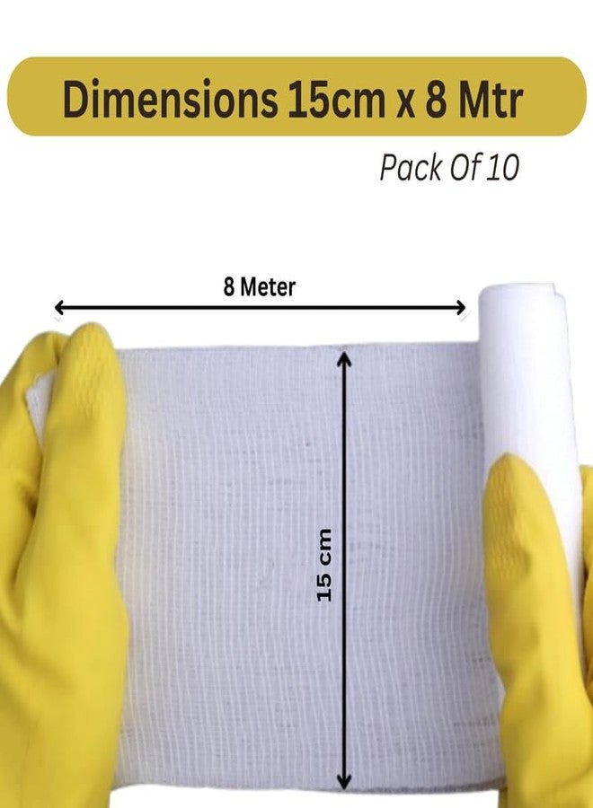 OTICA Soft Medical Use Cotton Bandage (15cm x 8m) - Soft Medical Cotton Wrap Bandage for Wound Dressing, Injury Protection & First Aid Use | Pack Of 10 Rolls Bandage Clinic, Hospital Use - Image 5