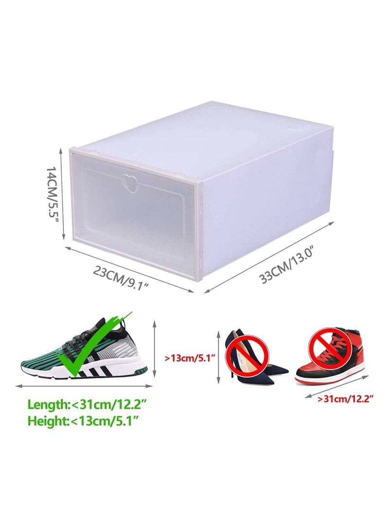 بلومنغ تايم 12 عبوة من منظم صناديق الأحذية البلاستيكية القابلة للتكديس، صندوق تخزين الأحذية الشفاف القابل للطي (أبيض) - Image 3