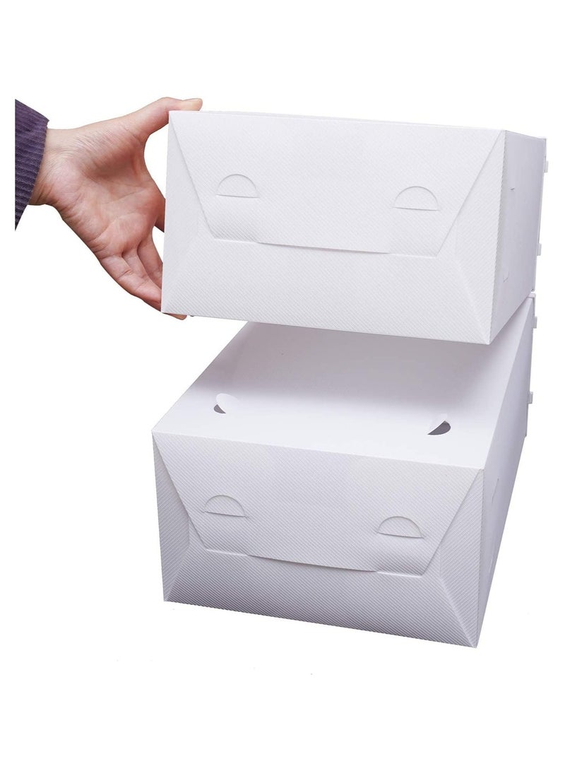 بلومنغ تايم 12 عبوة من منظم صناديق الأحذية البلاستيكية القابلة للتكديس، صندوق تخزين الأحذية الشفاف القابل للطي (أبيض) - Image 5