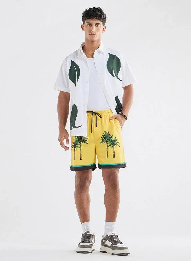 سبلاش فيڤ شورت برباط إغلاق وجيوب وطبعات نخيل