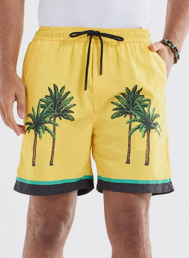 سبلاش فيڤ شورت برباط إغلاق وجيوب وطبعات نخيل