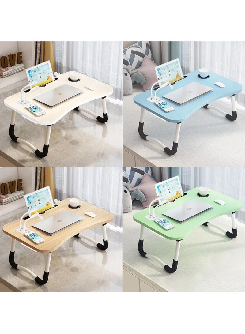 DubaiGallery Multifunction Modern Simple Laptop Bed Desk,card Slot/cup Holder/USB Interface/folding Portable Bed Tray Table,bed Sofa Eating Writing Desk  - Image 4