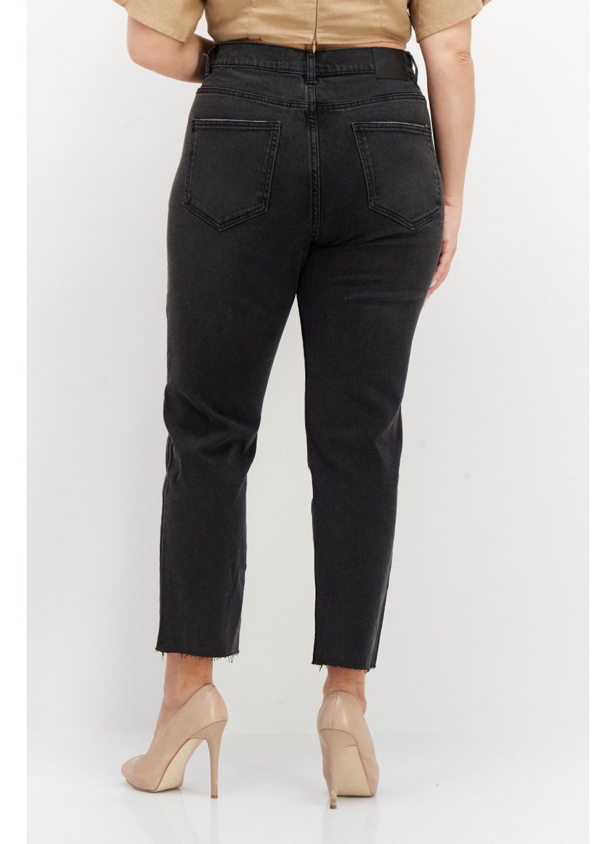 Don't Call Me Jennyfer - Women Slim Fit Dark Washed Stretchable Mom Jeans, Black - Image 1