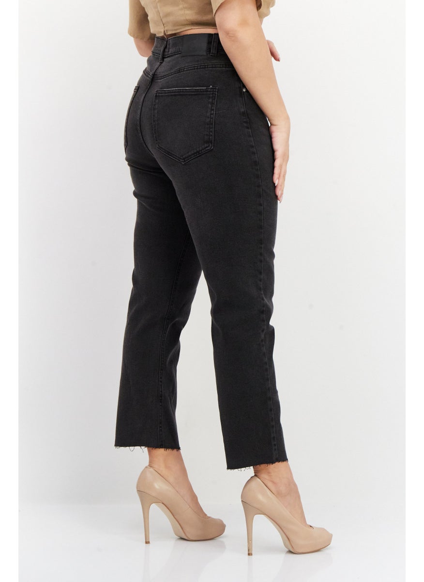 Don't Call Me Jennyfer - Women Slim Fit Dark Washed Stretchable Mom Jeans, Black - Image 1