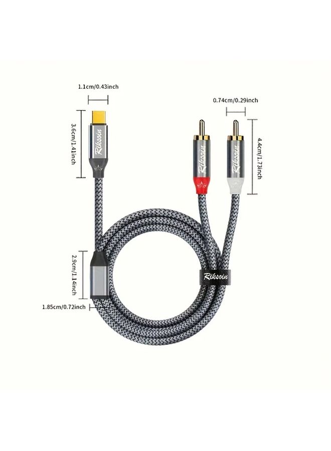 Type C To 2RCA Audio Cable 3M For Car Stereo Home Theater Gaming - Image 2