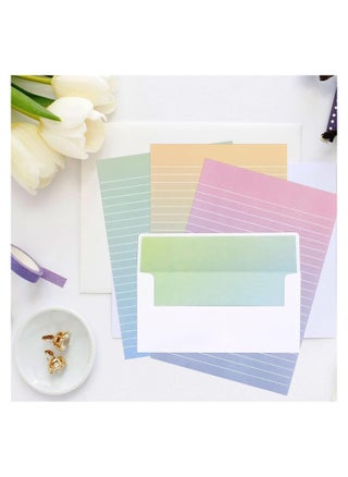 Envelopes, Watercolor Stationery Set with Envelopes, 16 Lined Paper Sheets + 8 Envelopes, Gradient Colors Stationery Paper for Writing Letter Poems Invitations Best Wishes - pzsku/Z0758AE690B54AF023DF0Z/45/_/1724136492/1d223124-bb01-491a-8f91-bb960f1b8339