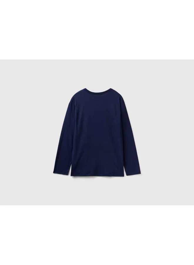 UNITED COLORS OF BENETTON Logo T-Shirt In Long Fiber Cotton