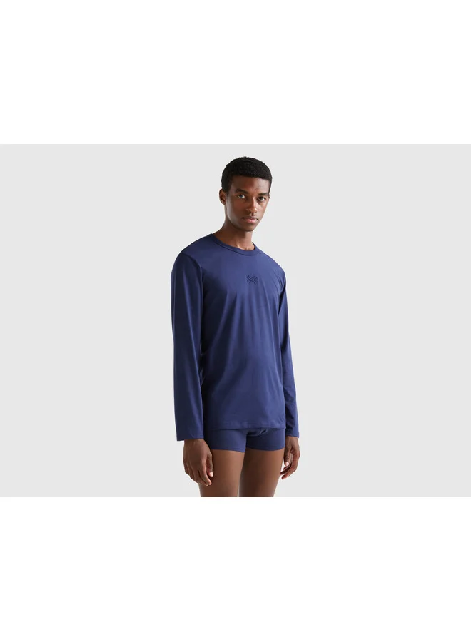 UNITED COLORS OF BENETTON Logo T-Shirt In Long Fiber Cotton