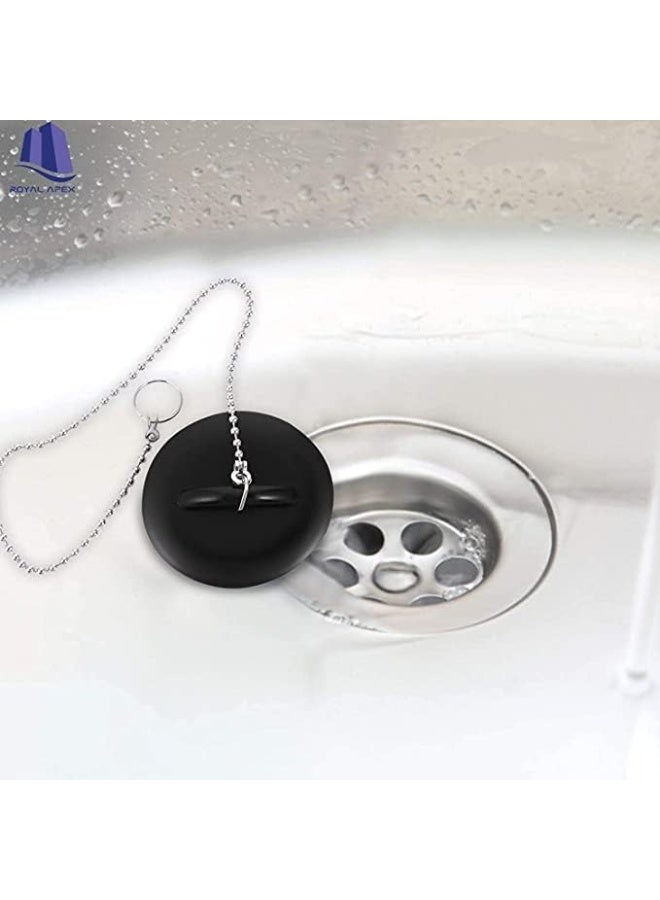 Biella 2 Pcs 2 Inchtub Stopper Bathroom Sink Drain Plug Silicone Bathtub Drain Stopper With Chains For Kitchen Bathtub Bathroom Sink Drains - Image 3