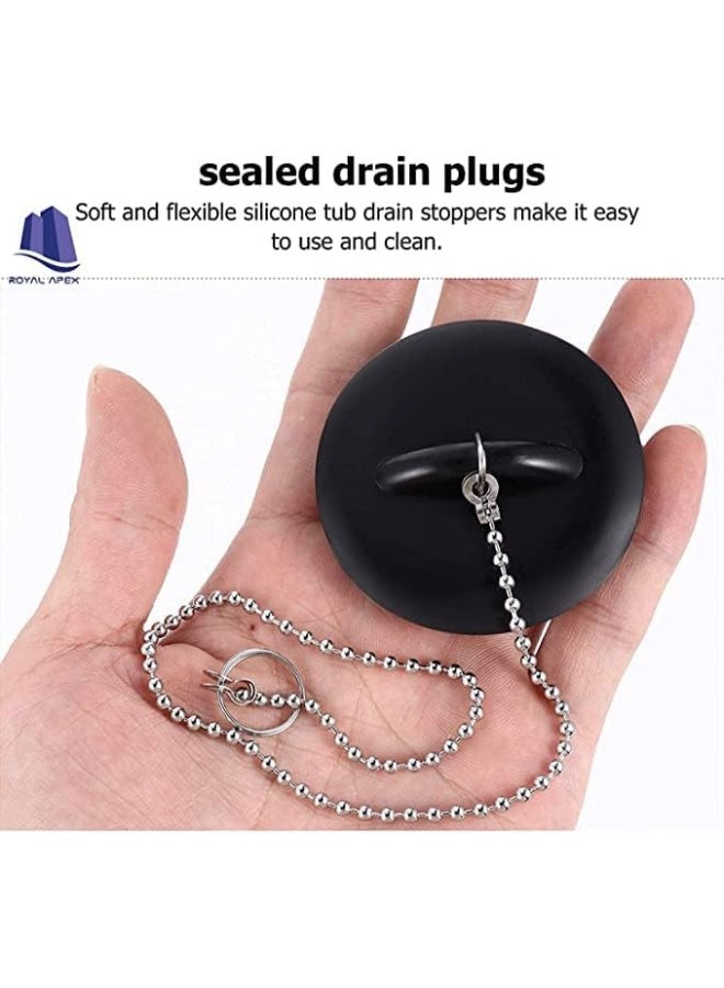 Biella 2 Pcs 2 Inchtub Stopper Bathroom Sink Drain Plug Silicone Bathtub Drain Stopper With Chains For Kitchen Bathtub Bathroom Sink Drains - Image 5