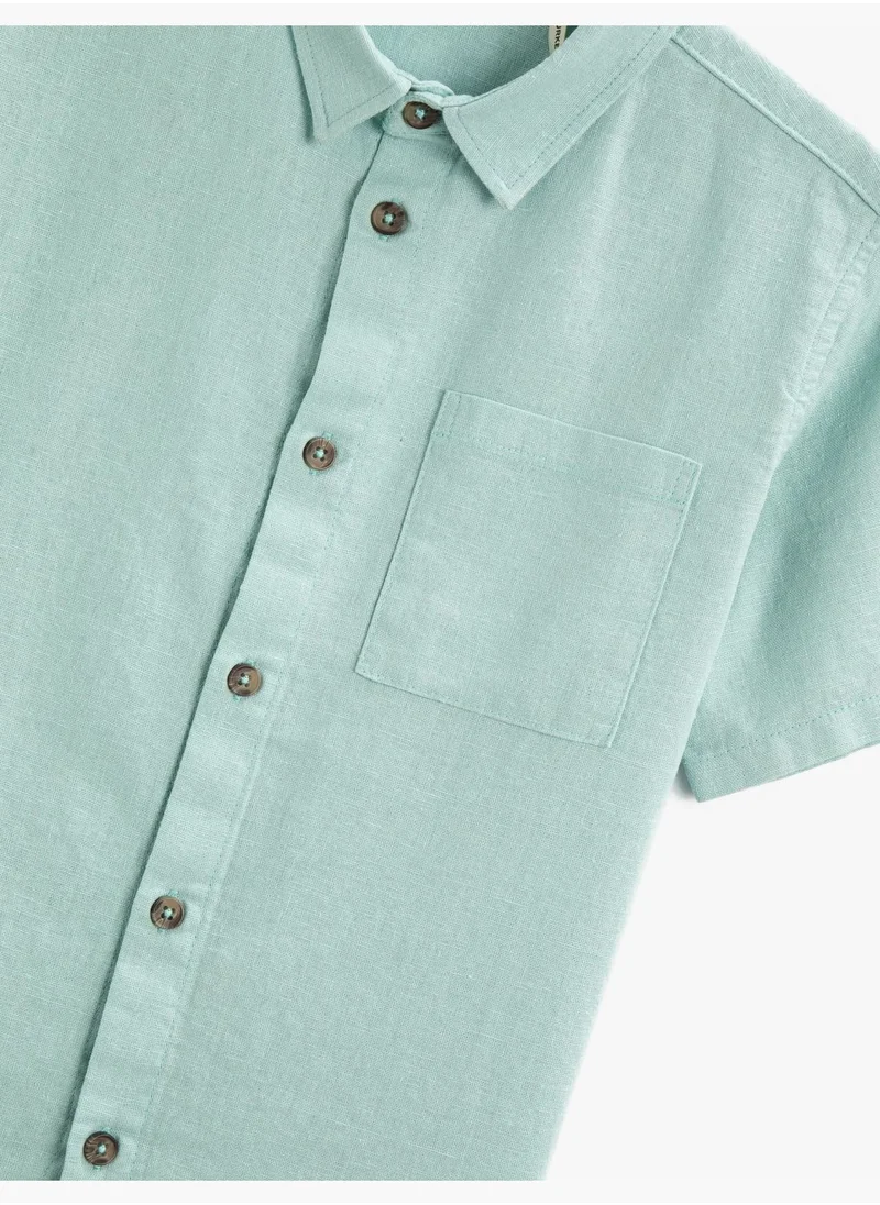 KOTON Linen Blend Shirt Short Sleeve