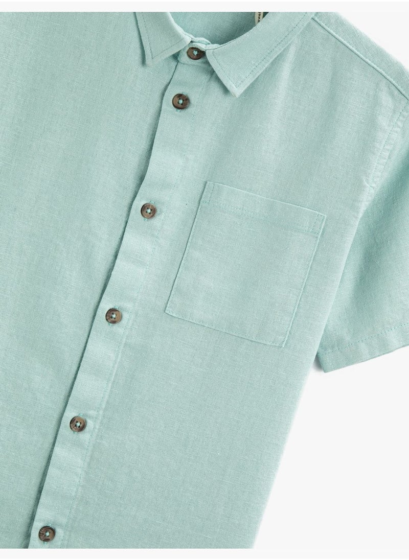 KOTON Linen Blend Shirt Short Sleeve  - Image 3