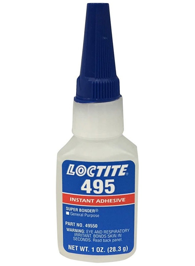 Loctite لاصق لوكتايت 495 سوبر بوندر 442-49550 1 أونصة لاصق فوري، لون شفاف - Image 1