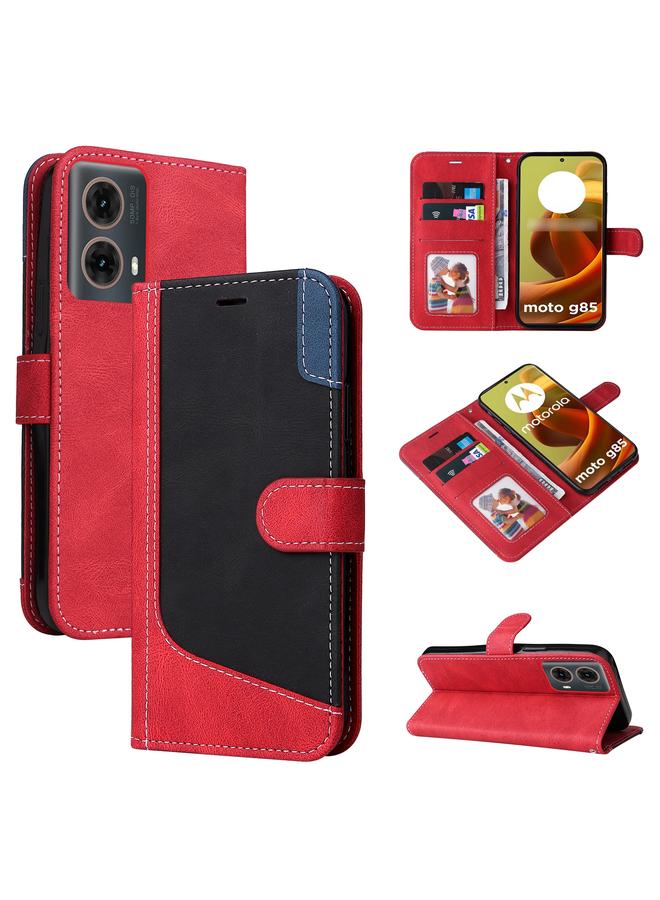 S-TOP Case For Motorola Moto G85 Three Color Splicing Leather Phone Case - Image 1