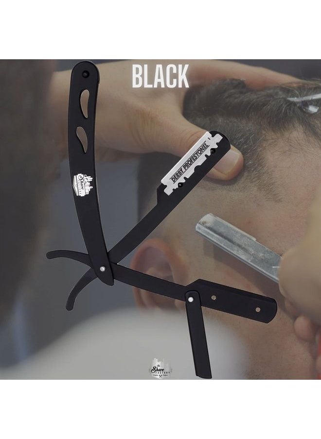 the shave factory - The Shave Factory Straight Edge Razor Kit - Straight Edge Razor with Single Edge Razor, Straight Razor, Straight Razors for Men (Steel Razor / 300 Derby Premium Single Edge Razor Blades) - Image 1