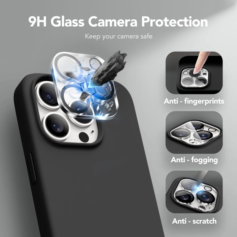 GONEZ for iPhone 14 Pro Max Case Silicone, Compatible with MagSafe, with Screen Protector + Camera Lens Protector, Liquid Silicone Shockproof Protective Phone 14 ProMax Case 6.7", Black - Image 5