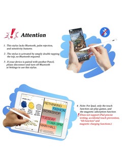 ماركة غير محددة قلم ستايلس العالمي – متوافق مع iPhone، iPad الجيل 10/9، أندرويد، سامسونج جالكسي وأجهزة Lenovo اللوحية، شحن سريع، رأس دقيق 1.5 مم (أبيض)  - Image 4