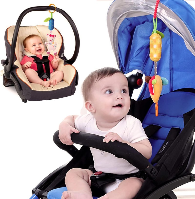 MAKINGTEC Baby Soft Hanging Rattle,Car Seat Hanging Bell Adorable Animal Infant Play Music Crib Toy Carseat Rattles Educational Toysfor Babies Boys and Girls 3 6 9 to 12 Months(4 Pack) - Image 3