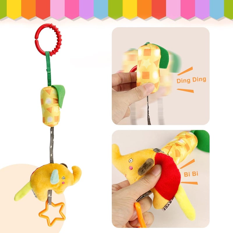 MAKINGTEC Baby Soft Hanging Rattle,Car Seat Hanging Bell Adorable Animal Infant Play Music Crib Toy Carseat Rattles Educational Toysfor Babies Boys and Girls 3 6 9 to 12 Months(4 Pack) - Image 4
