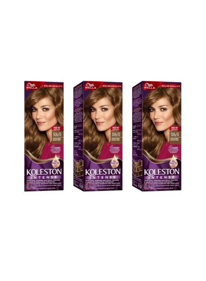 ويلا كوليستون صبغة الشعر ويلا كولستون إنتنس 306/0 أشقر غامق مكونة من ثلاث قطع - Image 1