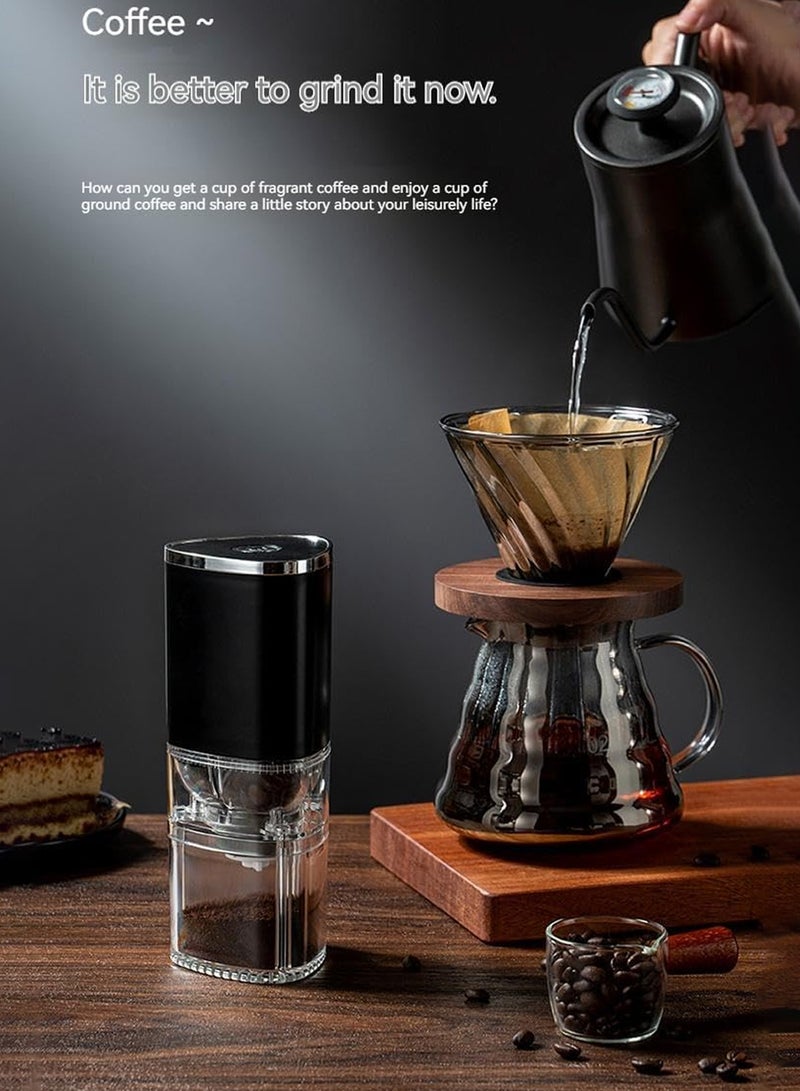 Allieuka Handheld Coffee Machine, Portable Electric Coffee Grinder – One-Touch Compact Grinder with Durable Ceramic Burr, Type-C Rechargeable, Magnetic Detachable Cup Design, Low-Heat Grinding for Fresh Flavor – Perfect for Travel, Office, Home, Coffee Lovers, Comes with Mini Coffee Spoon, Manual Hand Crank Kit & Cleaning Brush (Black) - Image 5