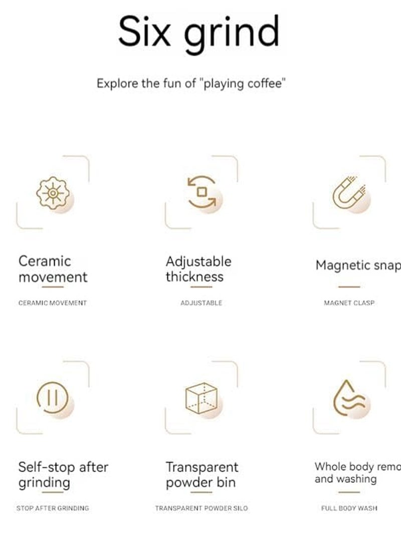 Allieuka Handheld Coffee Machine, Portable Electric Coffee Grinder – One-Touch Compact Grinder with Durable Ceramic Burr, Type-C Rechargeable, Magnetic Detachable Cup Design, Low-Heat Grinding for Fresh Flavor – Perfect for Travel, Office, Home, Coffee Lovers, Comes with Mini Coffee Spoon, Manual Hand Crank Kit & Cleaning Brush (Black) - Image 3