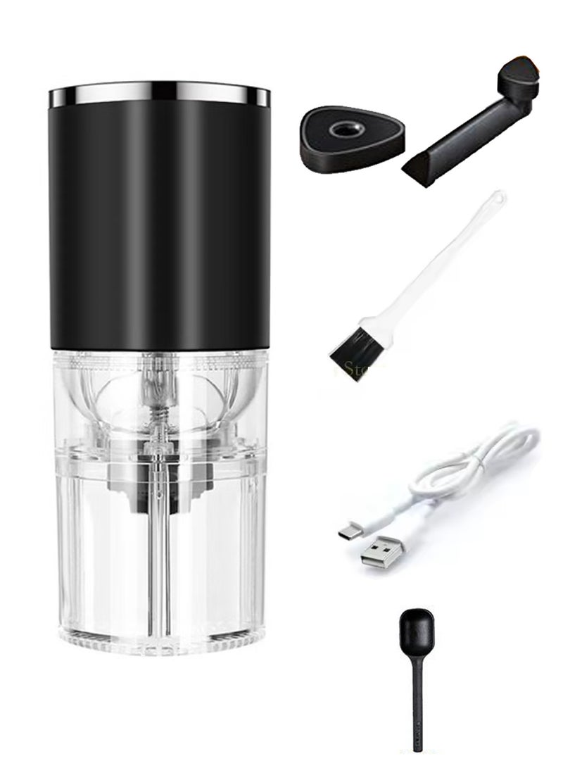 Allieuka Handheld Coffee Machine, Portable Electric Coffee Grinder – One-Touch Compact Grinder with Durable Ceramic Burr, Type-C Rechargeable, Magnetic Detachable Cup Design, Low-Heat Grinding for Fresh Flavor – Perfect for Travel, Office, Home, Coffee Lovers, Comes with Mini Coffee Spoon, Manual Hand Crank Kit & Cleaning Brush (Black) - Image 1