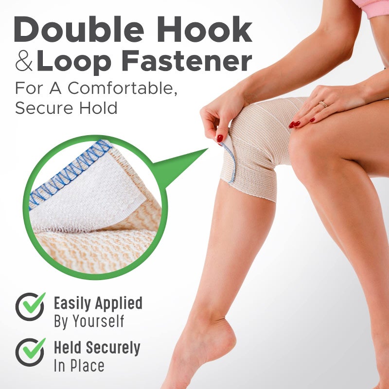 GT Premium Elastic Bandage Wrap (4" 2Pack & 3" 2Pack) - Hook & Loop Fasteners at Both Ends - Latex Free Hypoallergenic Compression Roll - Reusable Bandages for Waist, Legs, Elbow & Knee Wrap - Image 4