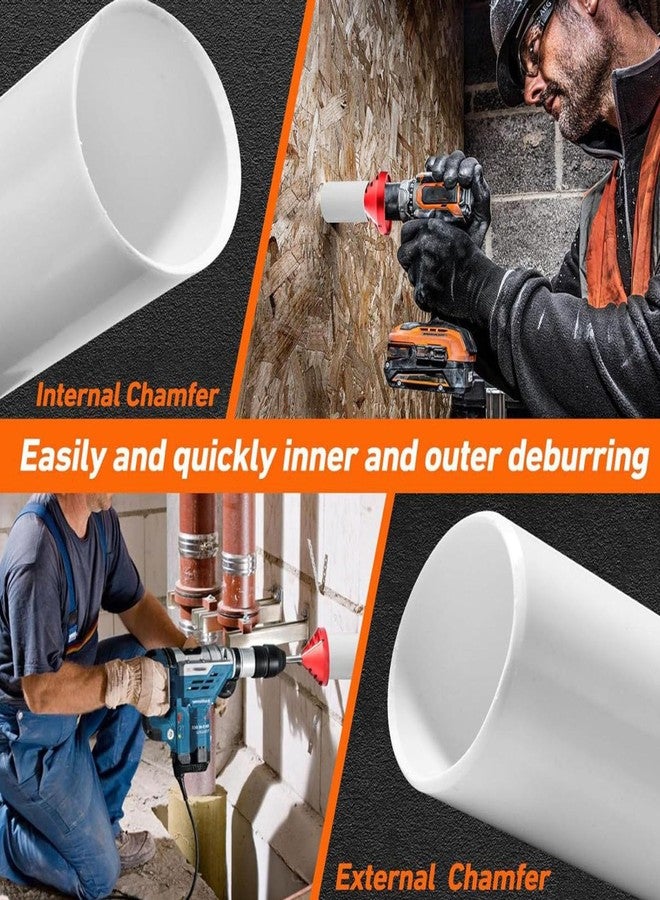 فوكيت أداة إزالة النتوءات، مخرطة داخلية خارجية 2 في 1 مزودة بشفرات حادة مع حواف قطع، أداة إزالة النتوءات من الأنابيب والأنابيب لأنابيب CPVC وABS وPP وPE - Image 2