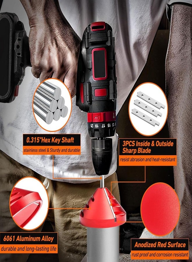 فوكيت أداة إزالة النتوءات، مخرطة داخلية خارجية 2 في 1 مزودة بشفرات حادة مع حواف قطع، أداة إزالة النتوءات من الأنابيب والأنابيب لأنابيب CPVC وABS وPP وPE - Image 3