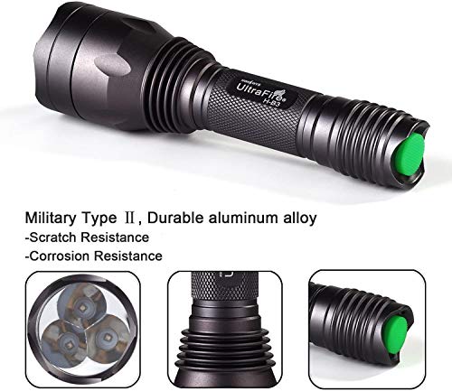 ULTRAFIRE Blue Light Flashlight Hunting Torch 256 Yard 470 nm Wavelength Professional Blue Beam LED Flashlight for Fishing Hunting Night Vision, H-B3 (Battery Not Include) - Image 3
