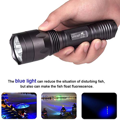 ULTRAFIRE Blue Light Flashlight Hunting Torch 256 Yard 470 nm Wavelength Professional Blue Beam LED Flashlight for Fishing Hunting Night Vision, H-B3 (Battery Not Include) - Image 2