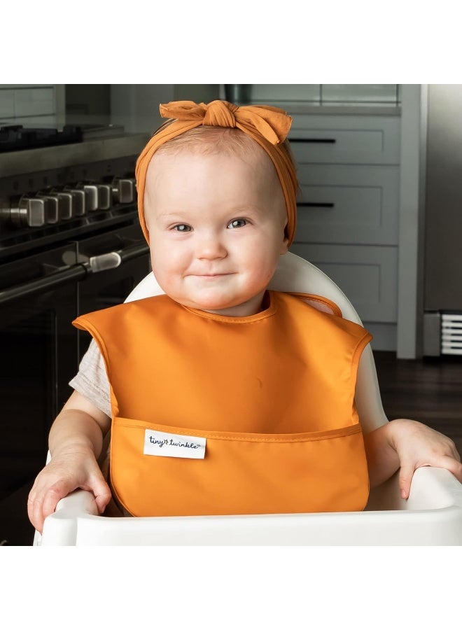 Tiny Twinkle Mess Proof Baby Bibs for Eating - Waterproof, Wipeable Bibs - Toddler Bibs - Travel Friendly - PFAS, PVC, BPA, Phthalate Free - Baby Food Bibs(5 Pack,Girl Solids) - Image 3