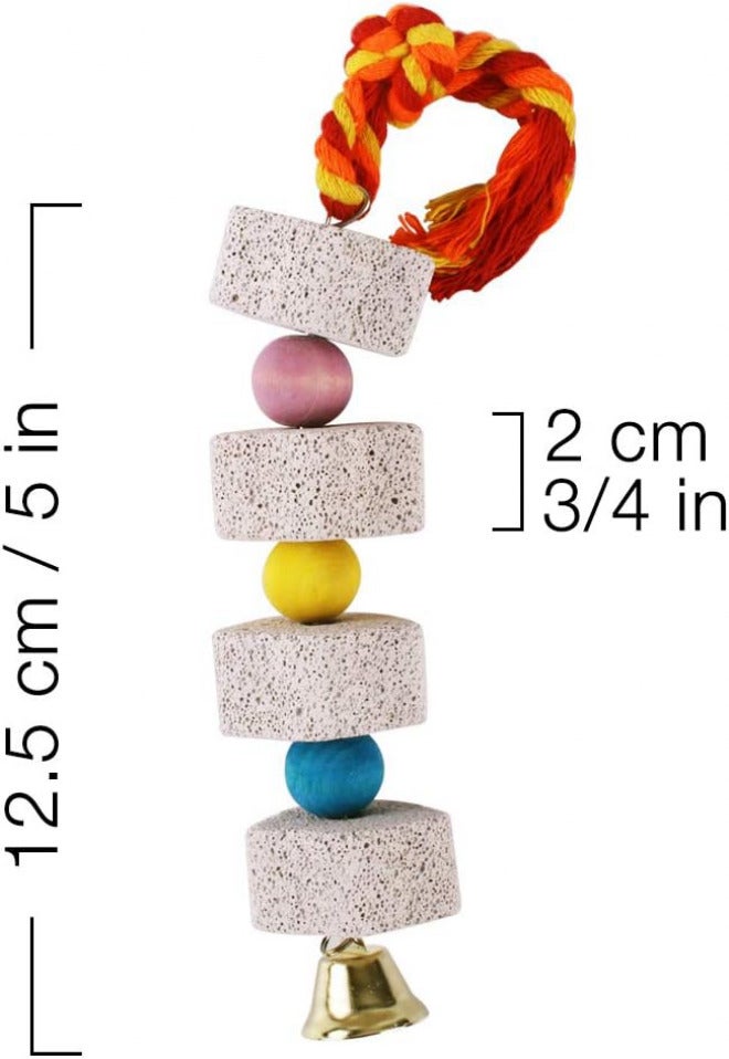 Unibene Parrot Chewing Toy, Bird Beak Grinding Stone with Bell, Lava Block Calcium Supplement Food for African Greys Amazon Conure Eclectus Budgies Parakeet Cockatiel Hamster hilla Rabbit, 2 Pack - Image 4