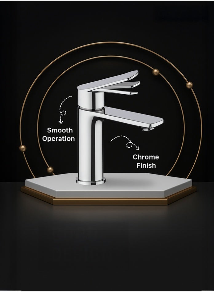 MODI Single Handle Basin Mixer Faucet – Hot & Cold Water Tap with Chrome Finish, Corrosion Resistant Bathroom Sink Mixer - Image 5