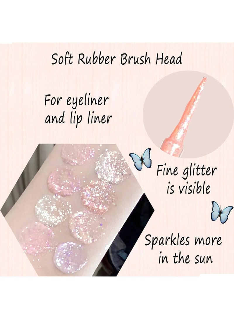 SOLARAE 8 قطع من ظلال العيون السائلة، لمعة رقيقة متألقة تحت ظلال العيون، غراء لامع لمكياج العيون الكريستالي، مطفي ذو صبغة عالية للخلط، مثالي للنساء والفتيات - Image 4