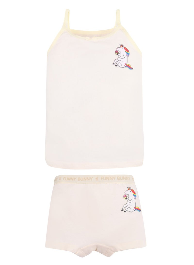 فاني باني باك يحتوي علي 2 طقم بناتي داخلي قطن توب حمالة رفيعة و شورت الوان - Image 3